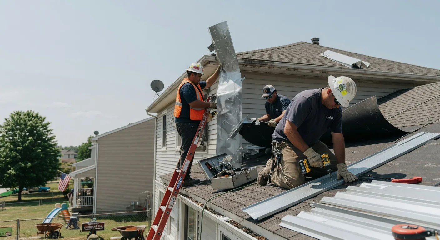 Storm Damage Metal Roof Repair in Oxford, IA